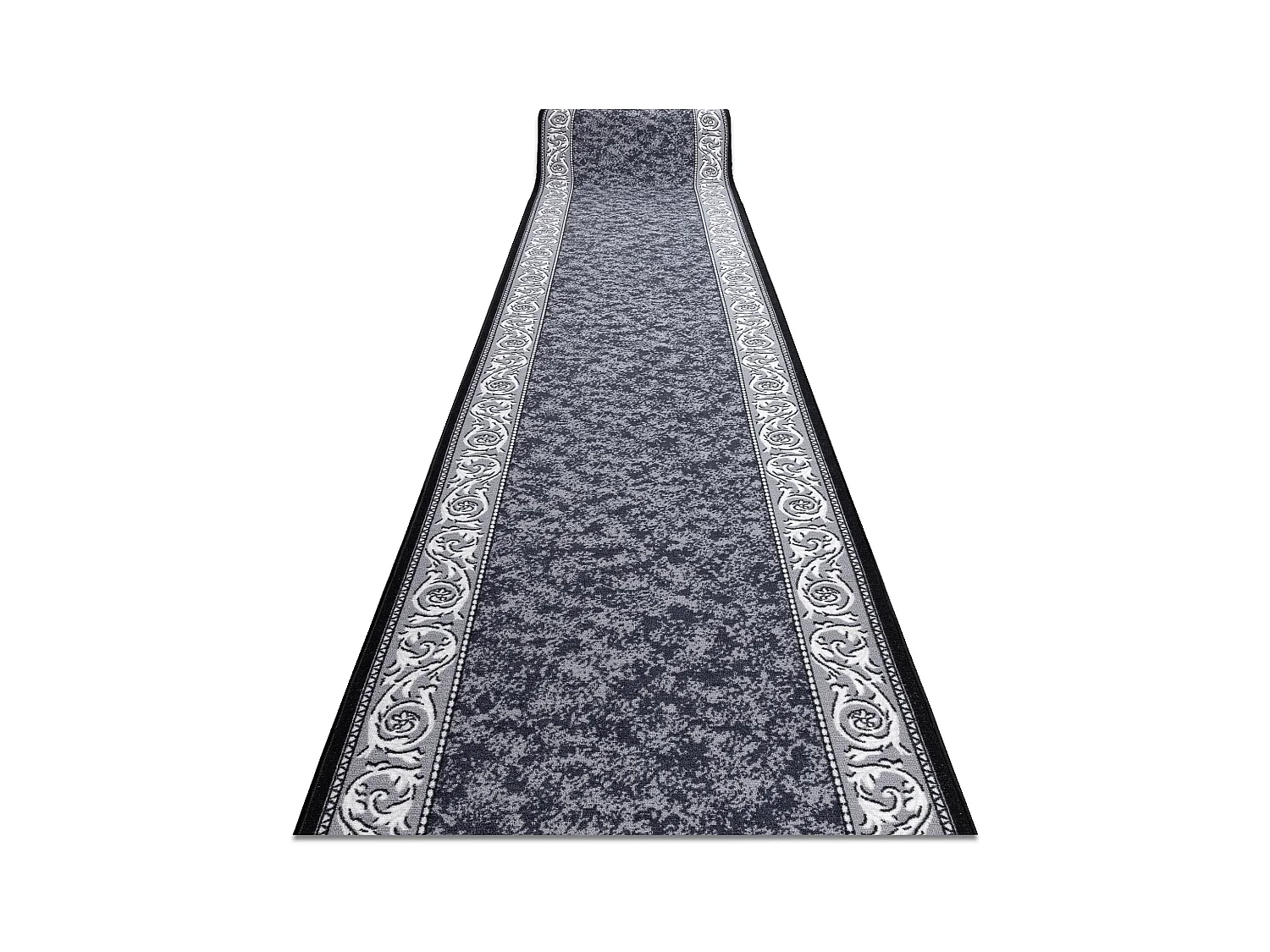 Vloerbekleding met rubber bekleed ROMANTIC Ornament, antislip grijskle 100x920 cm