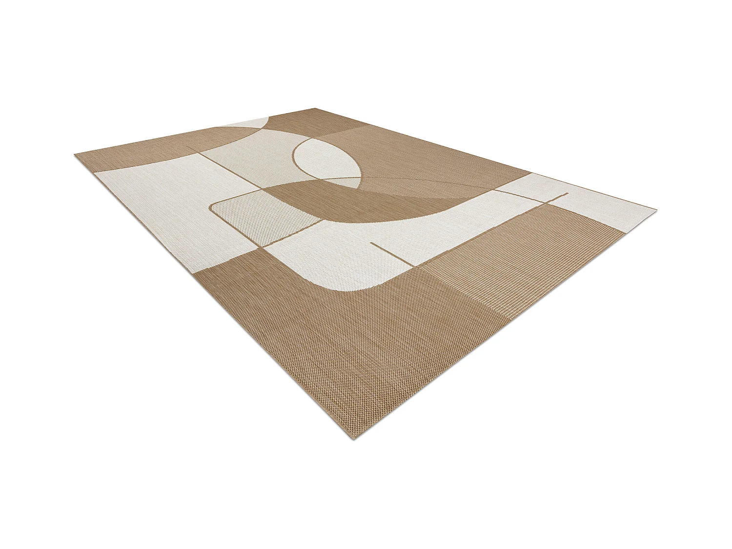 FLAT 48982265 Sisalteppich Geometrisch - naturbeige Strohfarbe, Kordel 160x230 cm