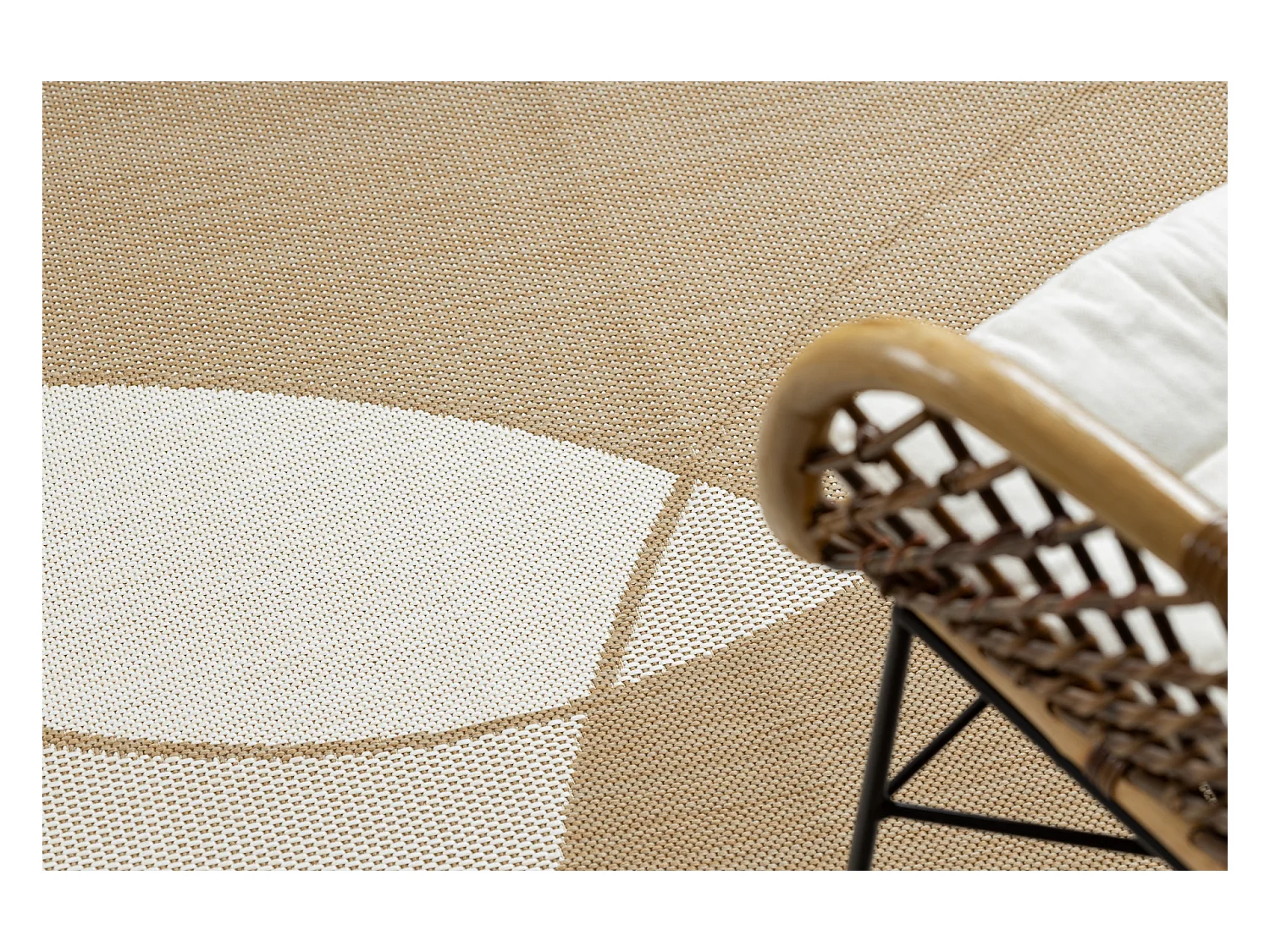 FLAT 48982265 Tapete Sisal Geométrico - cor bege palha natural, barba 80x150 cm