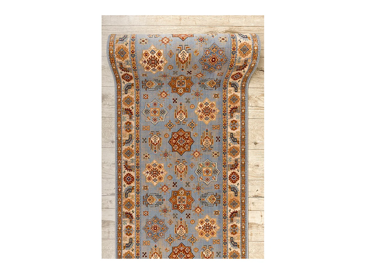 KESHAN tapis de couloir 7683/53544 Cadre, oriental bleu / beige 90x100 cm