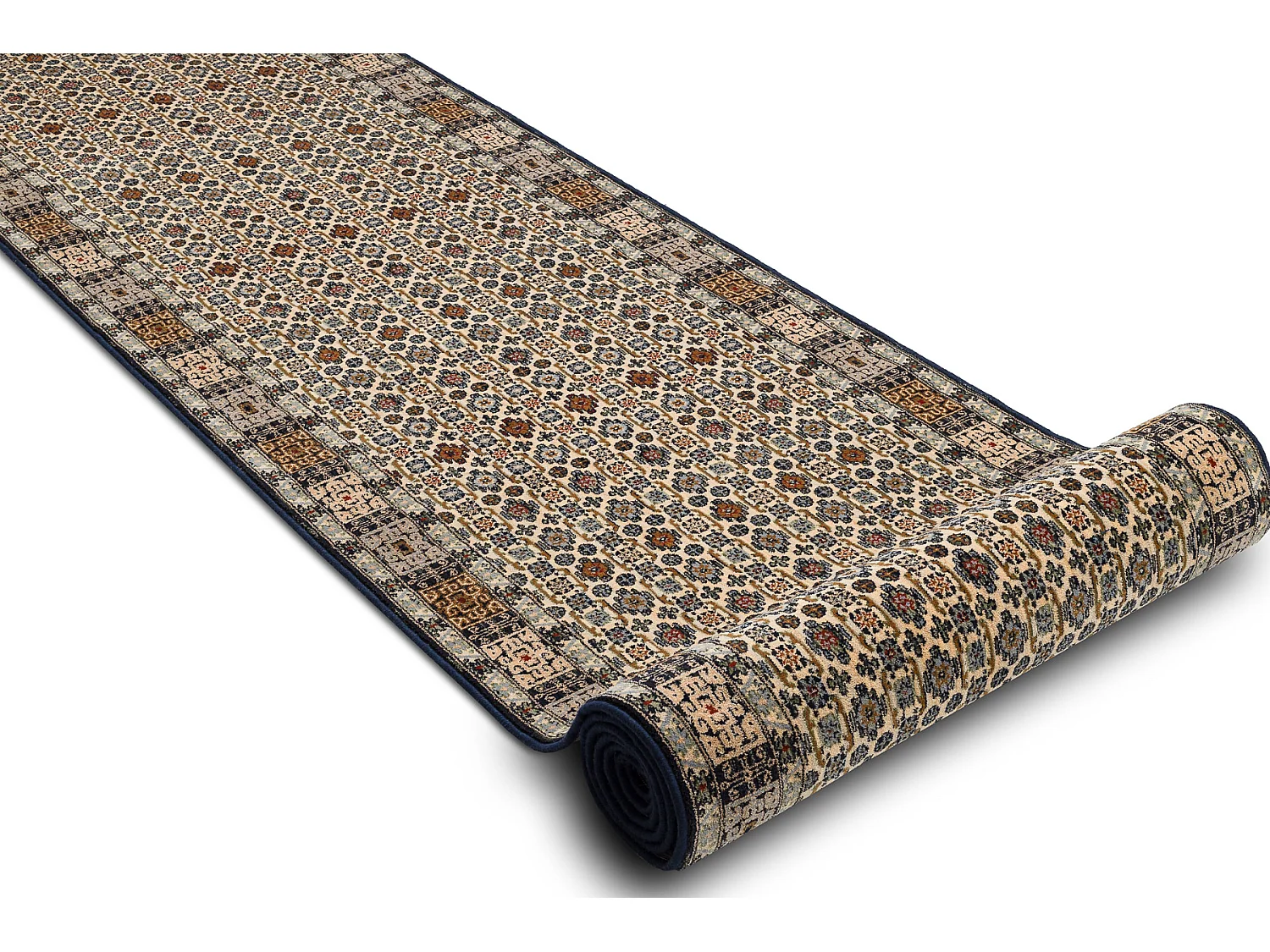 KESHAN tapis de couloir 6428/53551 oriental beige / bleu foncé 90x250 cm