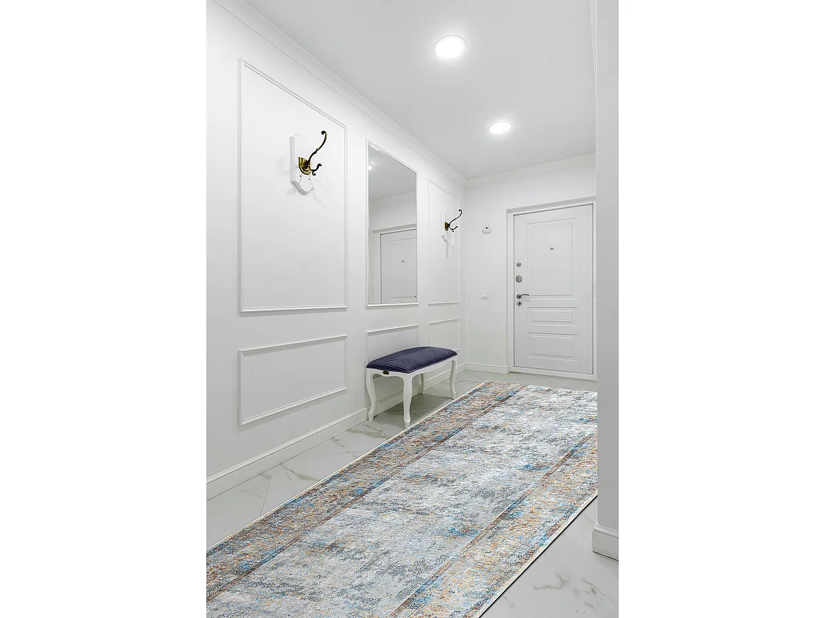 CHODNIK podgumowany DO PRANIA LOTUS BORDERO 95111 szary / beż 80cm 80x780 cm