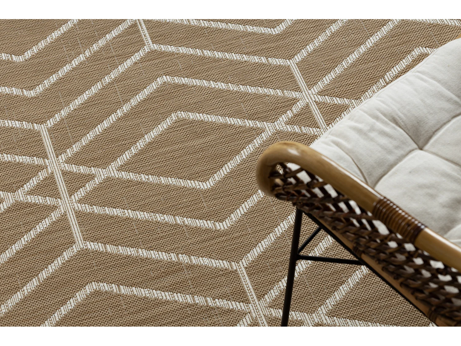 FLAT 48956265 Tapis sisal Géométrique - couleur paille beige naturel 80x150 cm