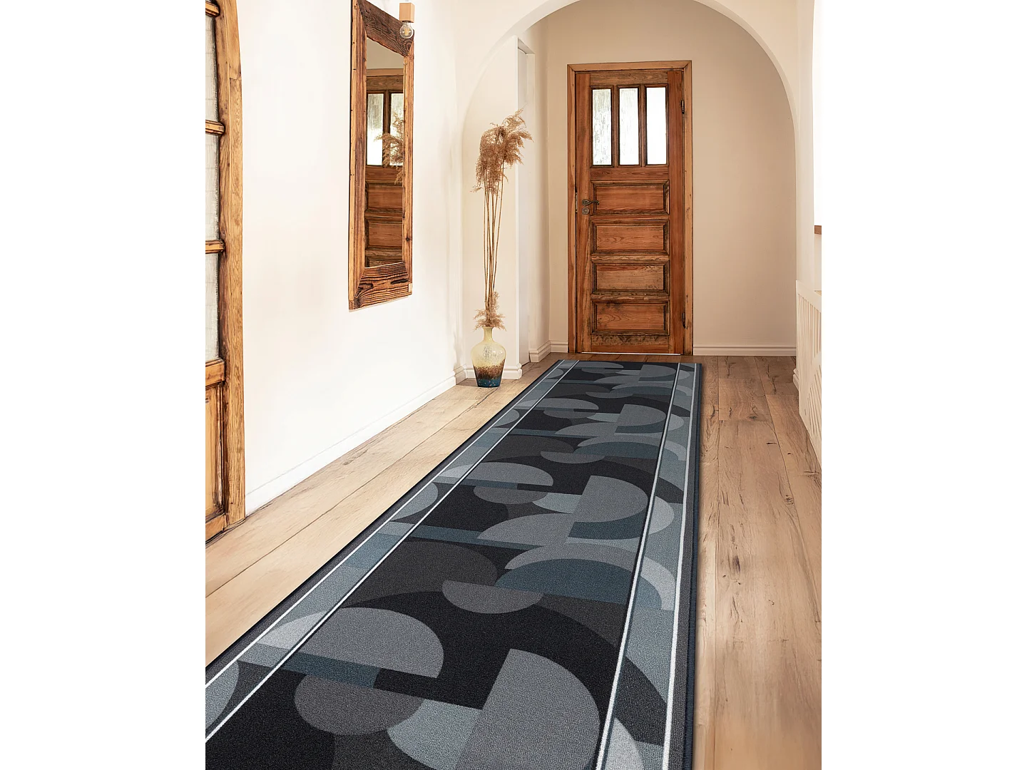 CHODNIK podgumowany MALIS Geometryczny, antypoślizgowy szary 80cm  80x210 cm