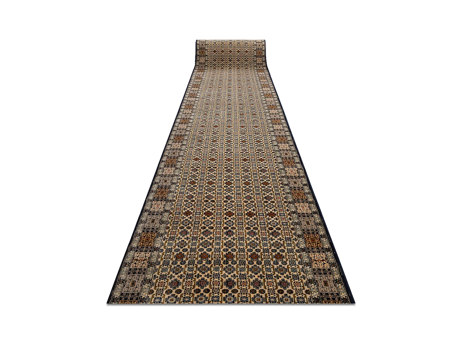 KESHAN tapis de couloir 6428/53551 oriental beige / bleu foncé 90x1050 cm
