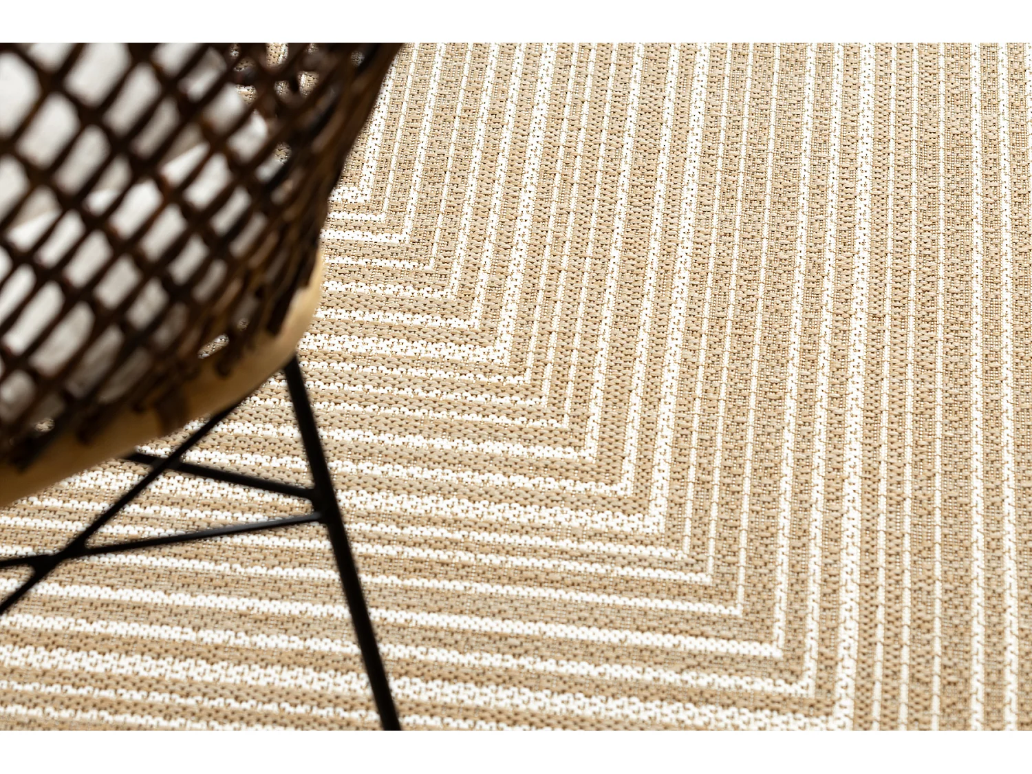 FLAT 48962265 Tapis sisal Géométrique - couleur paille beige naturel 200x290 cm