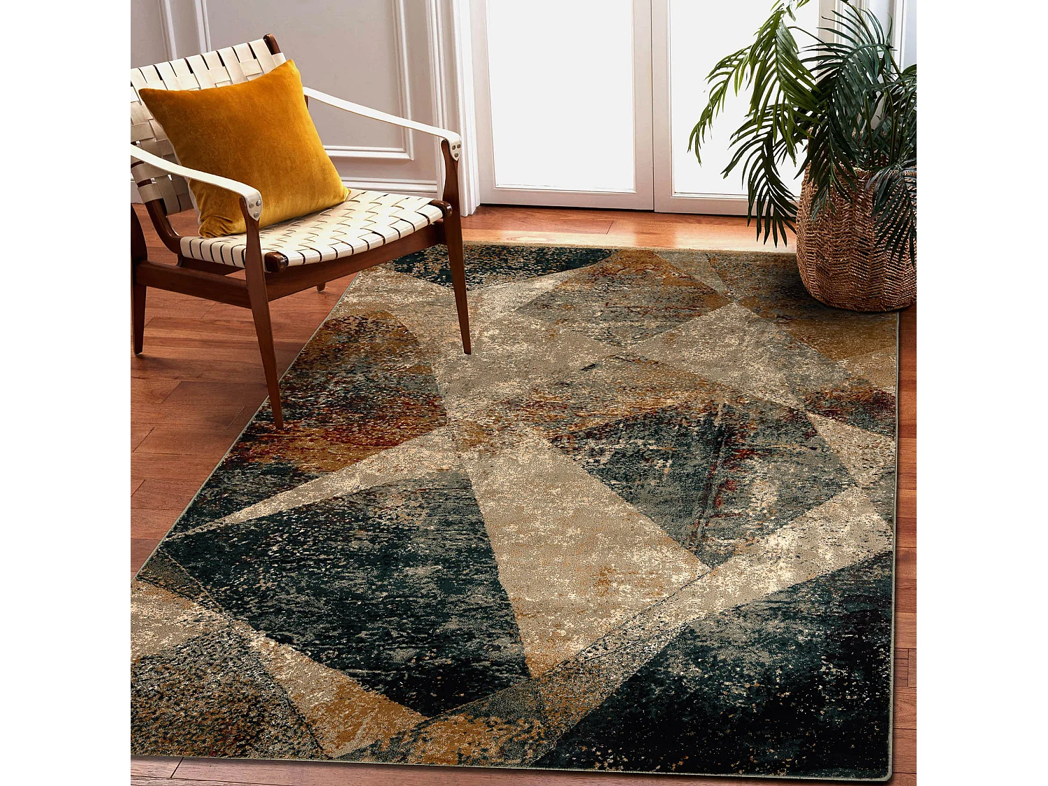 Tapis en laine OMEGA RAMI Mosaïque couleur émeraude 200x300 cm