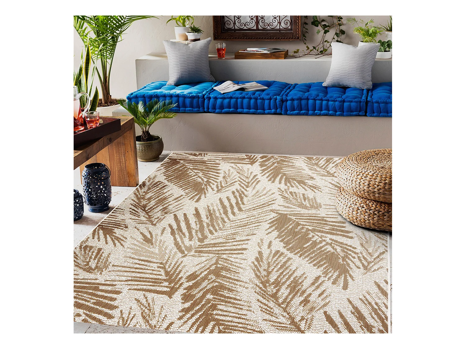 FLAT 48977256 Sisal tapijt Bladje Palm - natuurlijke beige strokleur,  160x230 cm