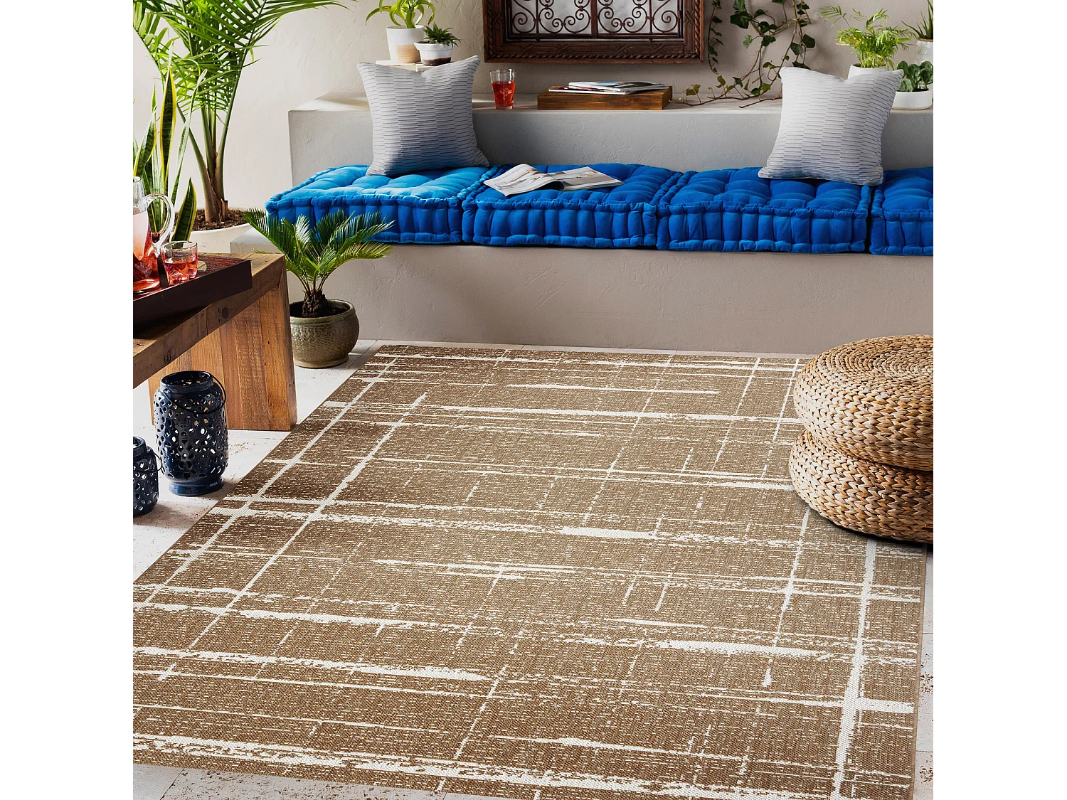 FLAT 48965265 Tapis sisal Treillis vintage - couleur paille beige natu 200x290 cm