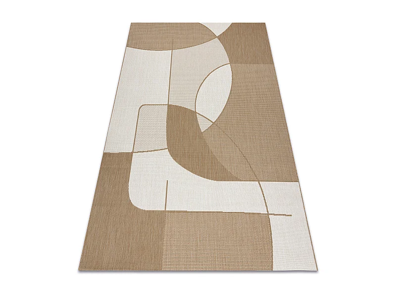 FLAT 48982265 Sisalteppich Geometrisch - naturbeige Strohfarbe, Kordel 140x200 cm