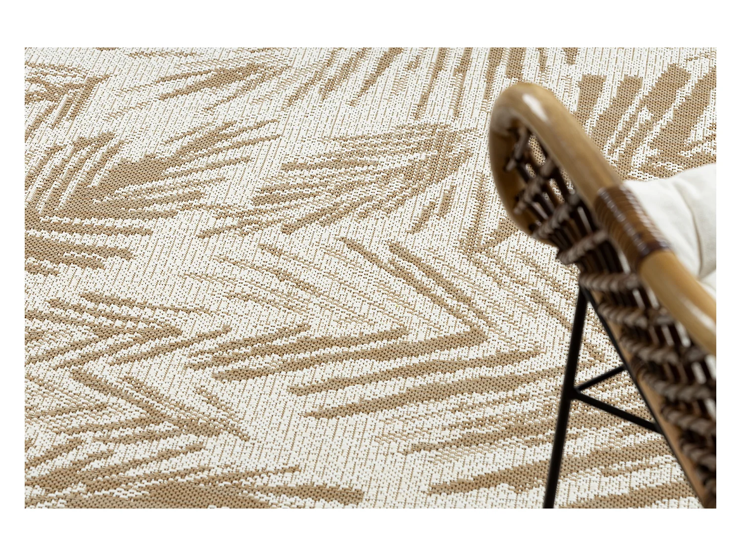 FLAT 48977256 Sisalteppich Palmenblätter - naturbeige Strohfarbe, Kor 140x200 cm