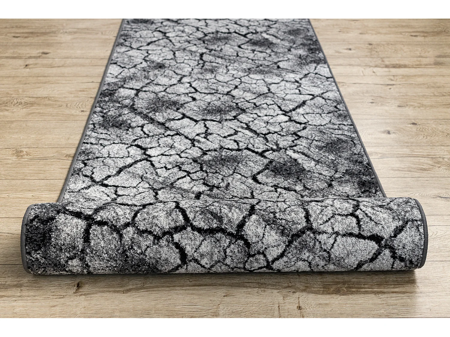 Tapis de couloir SILVER Terra sol fissuré gris 80x200 cm