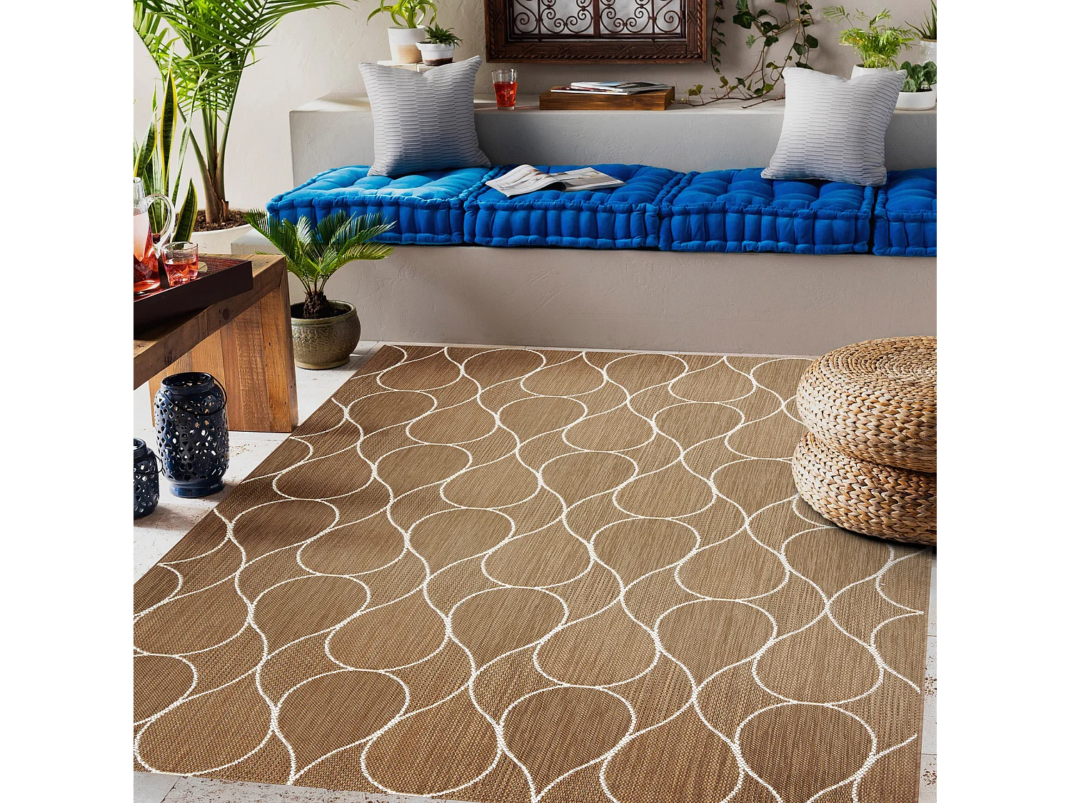 FLAT 49379265 Sisalteppich Tropfen - naturbeige Strohfarbe, Kordel 80x150 cm