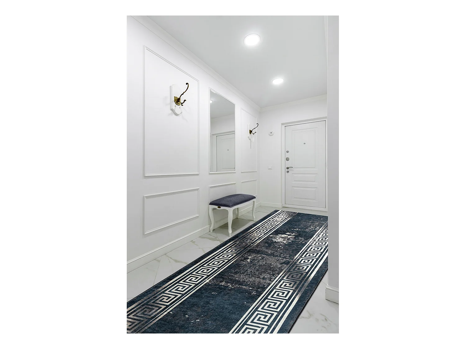TAPIS DE COULOIR antidérapant LOTUS GRECCO 23593 graphite / gris lava 80x560 cm