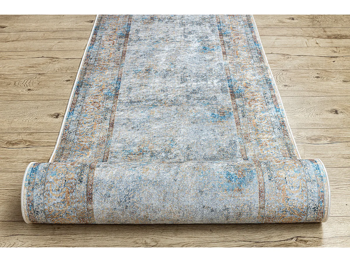 TAPIS DE COULOIR antidérapant LOTUS BORDERO 95111 gris / beige lavabl 80x720 cm
