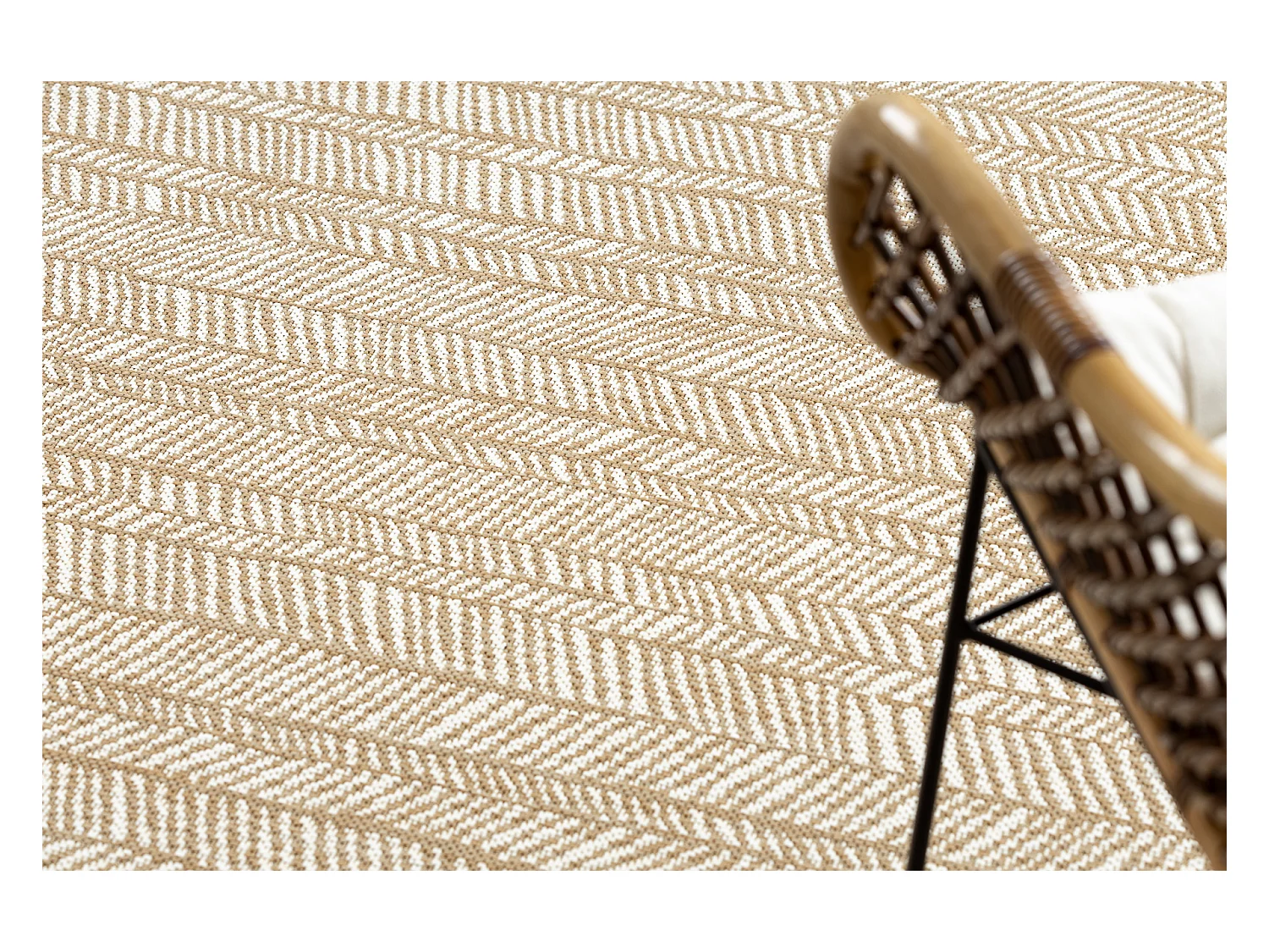 FLAT 48964265 Tapis sisal Chevron - couleur paille beige naturel, fice 140x200 cm