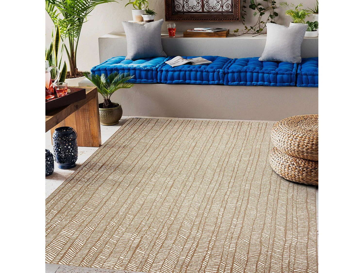 FLAT 48964265 Tappeto in sisal Spina di pesce - colore paglia beige na 140x200 cm