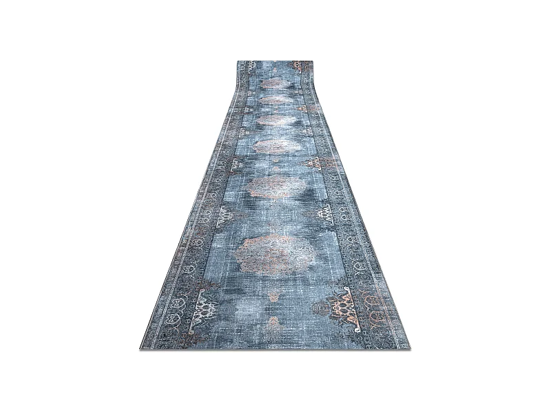 TAPIS DE COULOIR antidérapant LOTUS ROSETTE 47050 gris lavable 80x130 cm