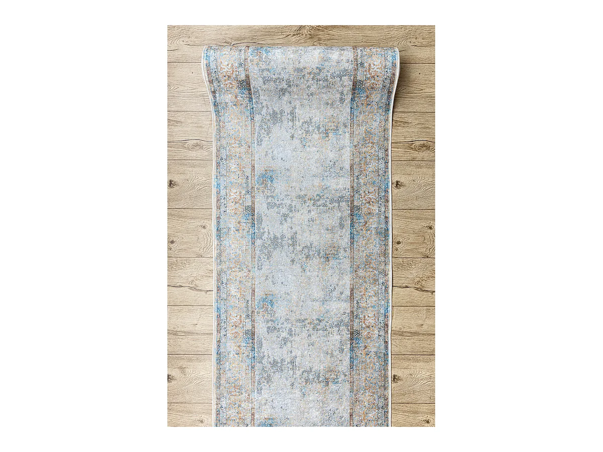 Läufer Antirutsch LOTUS BORDERO 95111 grau / beige ZUM WASCHEN 80x940 cm