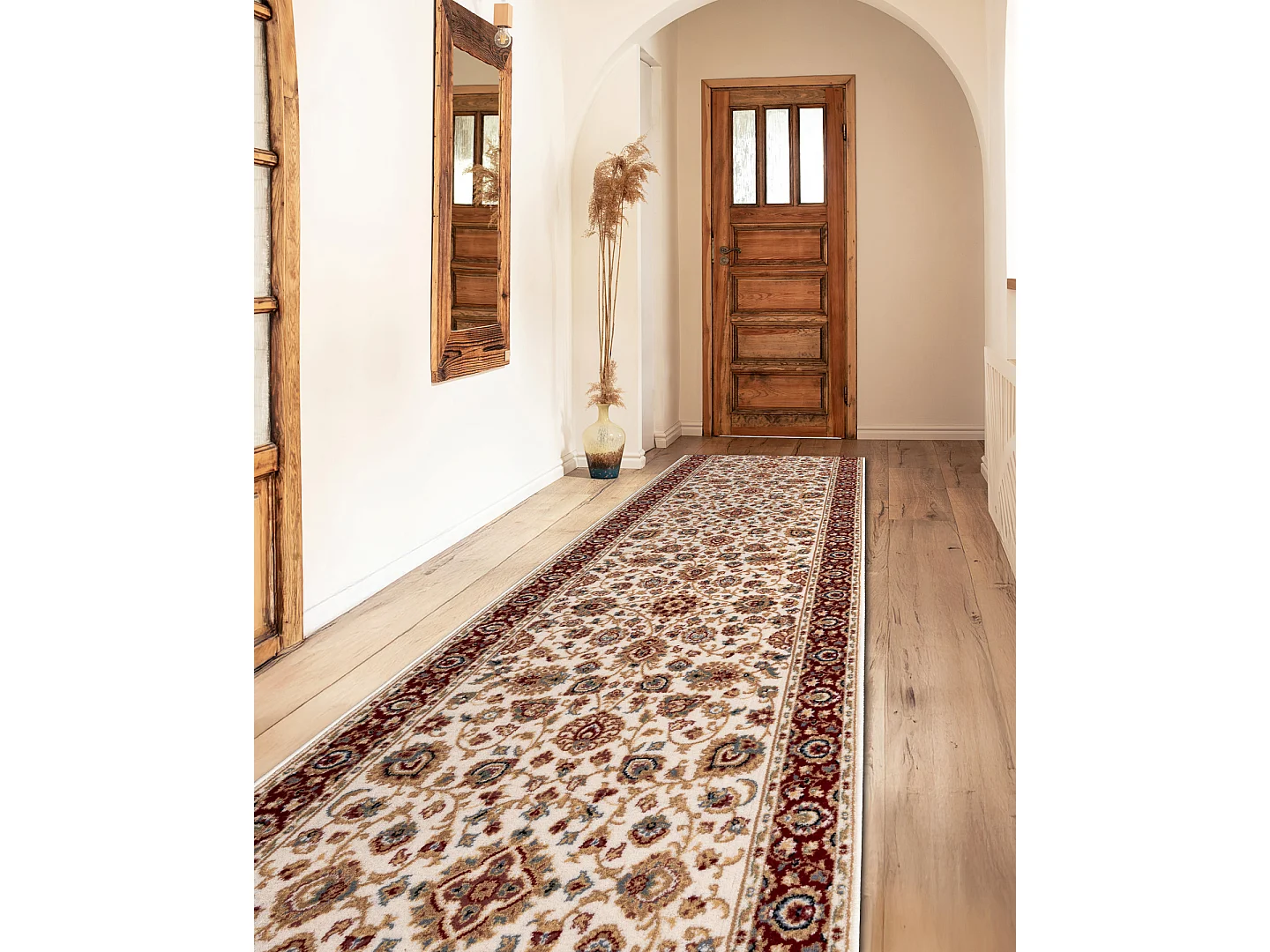 Tapis de couloir NAIN Ornement, fleurs 6999 51063 beige / bordeaux 80x1400 cm