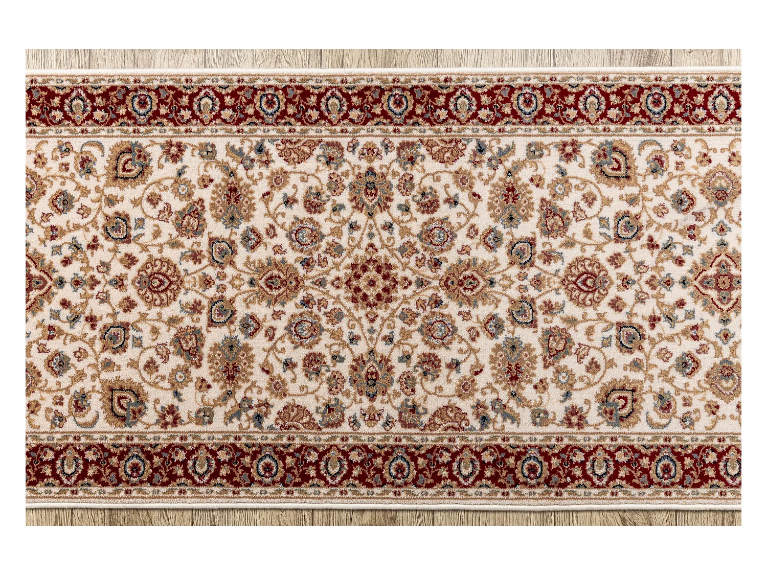 Chodnik NAIN wełniany Ornament, kwiaty 6999 51063 beż / bordo 80cm 80x1000 cm