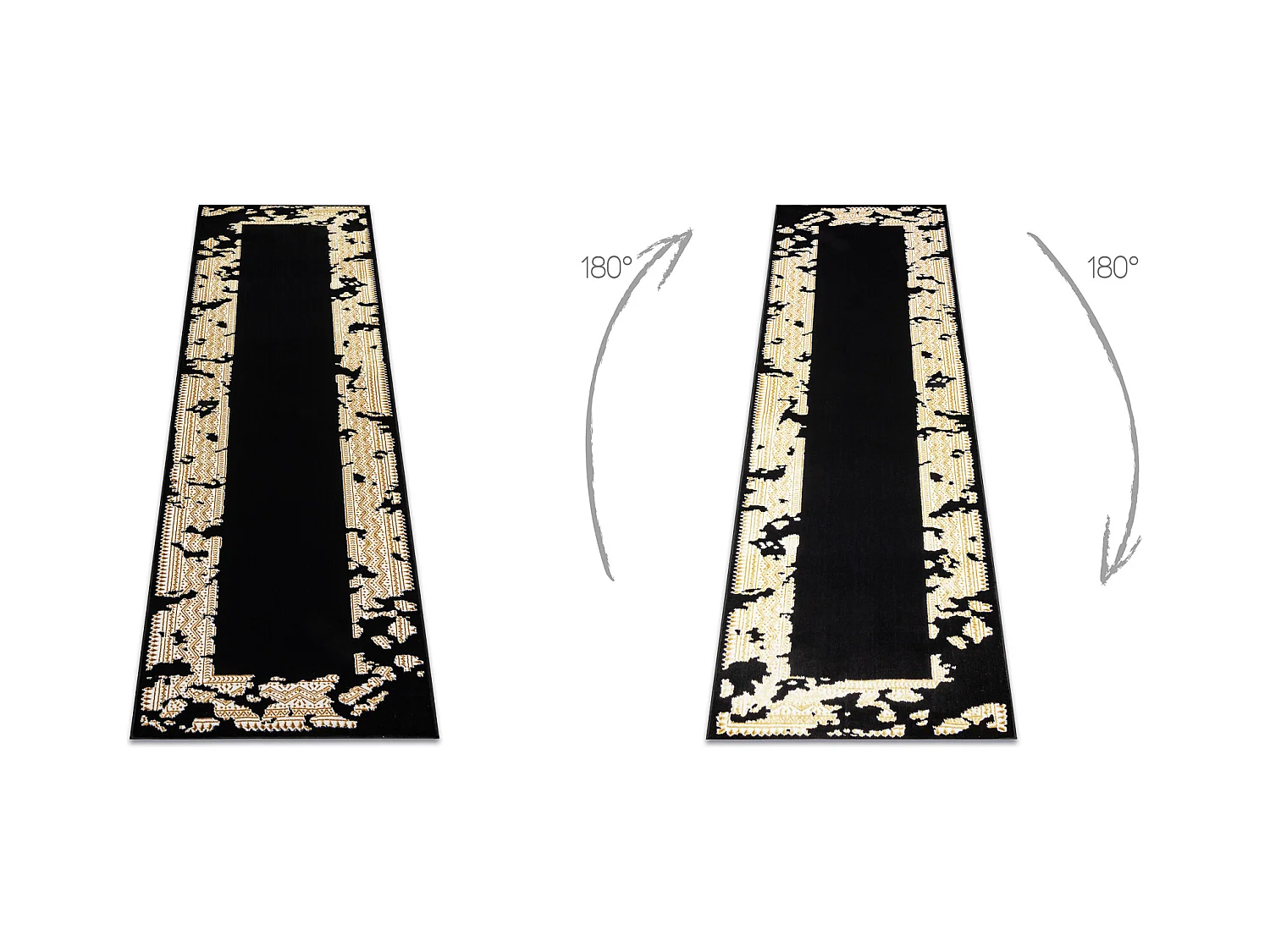 Tapijt, loper ALLURE 1965 Frame - Structureel, stijlvol, glamour zwart 80x300 cm