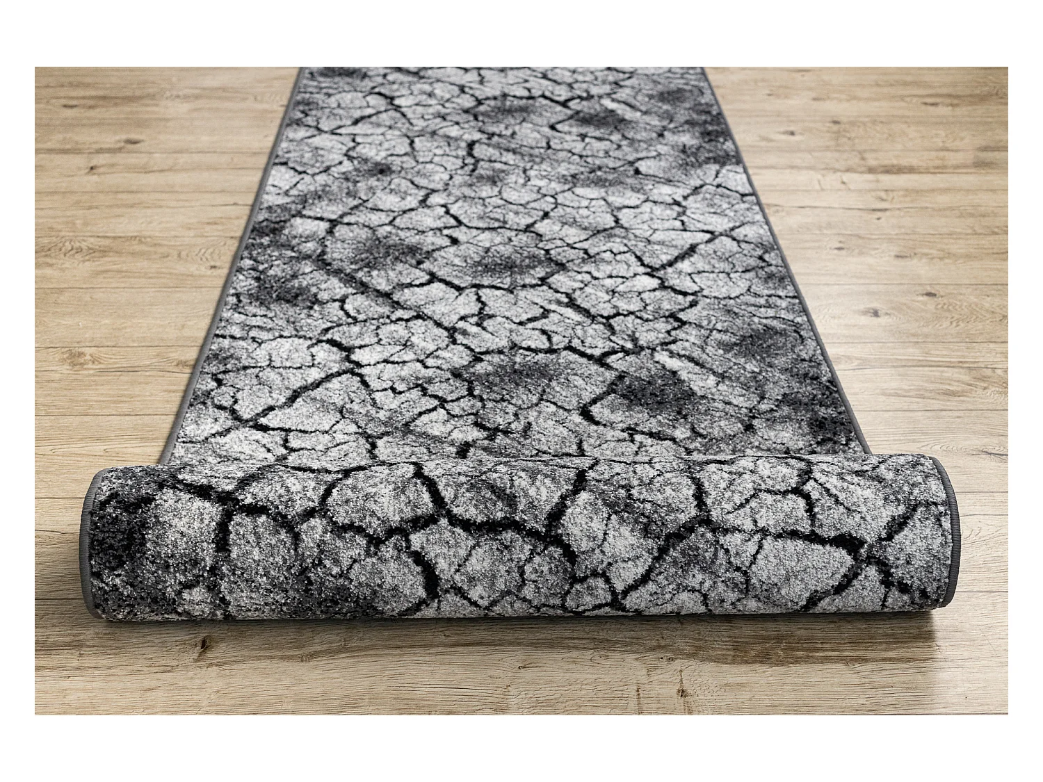 Tapis de couloir SILVER Terra sol fissuré gris 100x600 cm