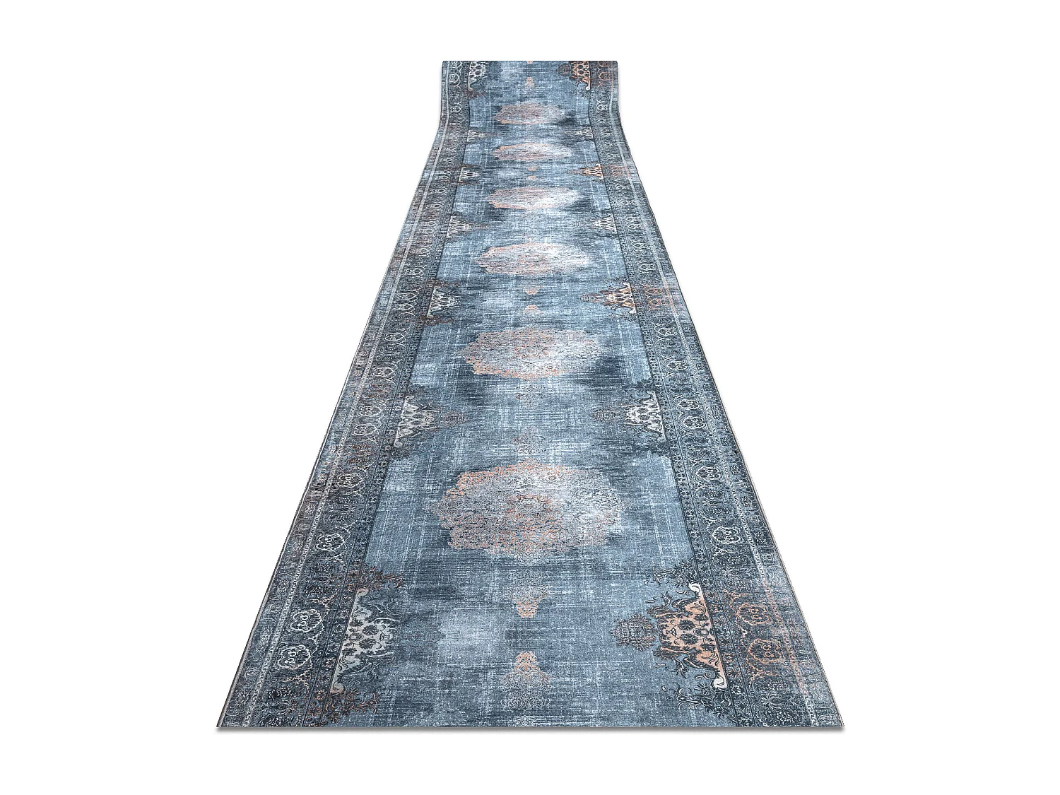 TAPIS DE COULOIR antidérapant LOTUS ROSETTE 47050 gris lavable 100x730 cm