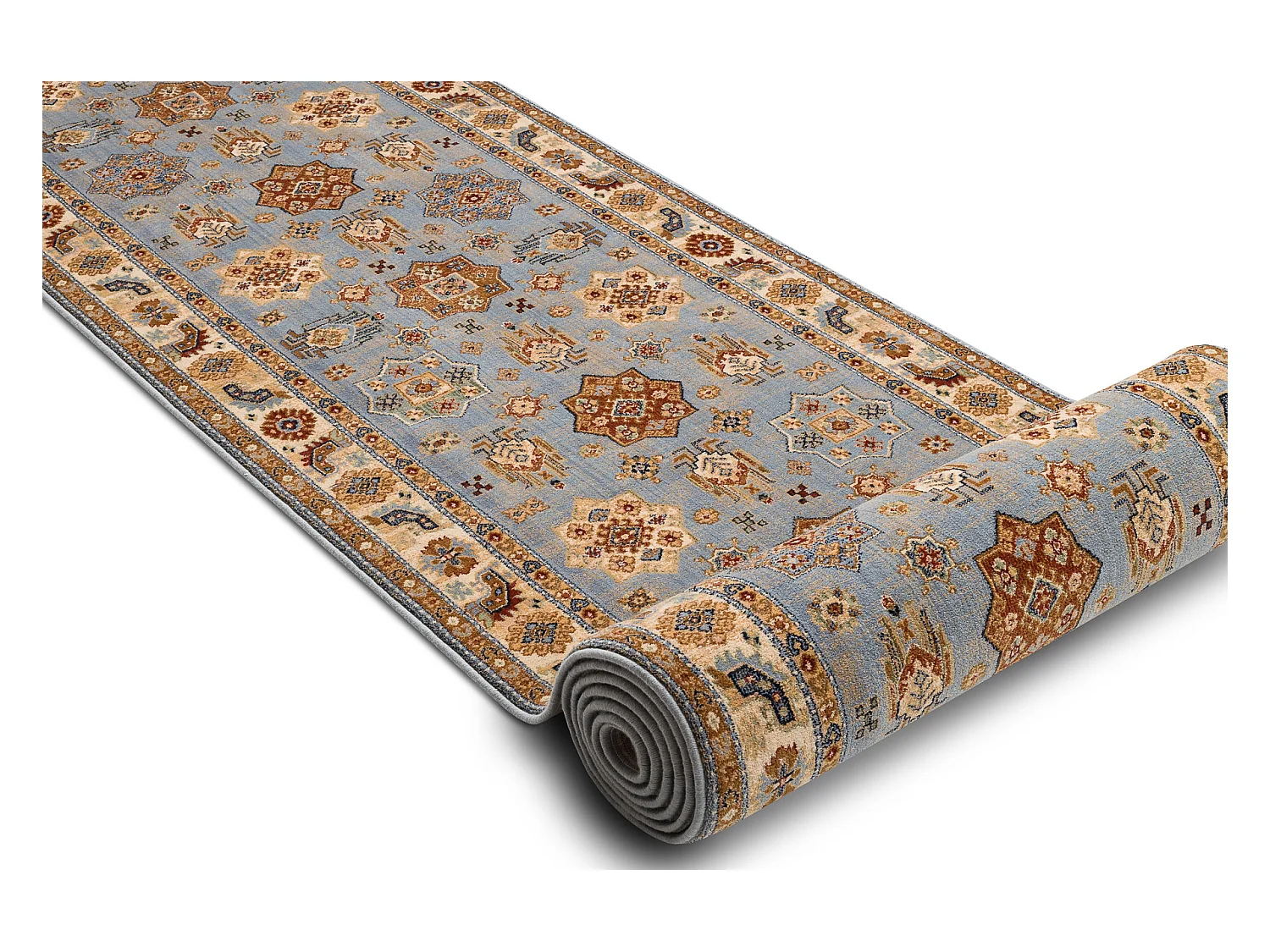 KESHAN tapis de couloir 7683/53544 Cadre, oriental bleu / beige 90x200 cm