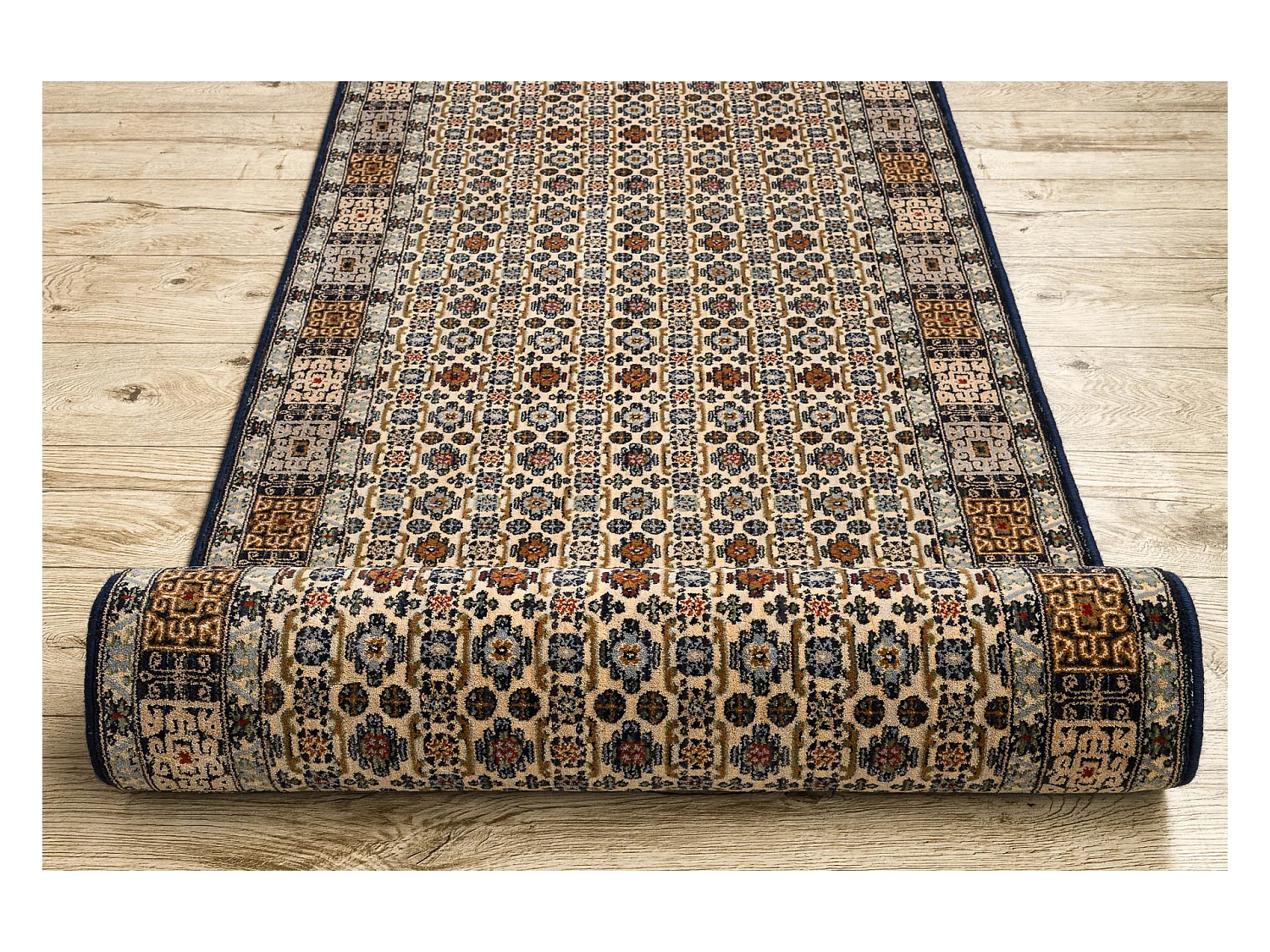 KESHAN tapis de couloir 6428/53551 oriental beige / bleu foncé 90x550 cm
