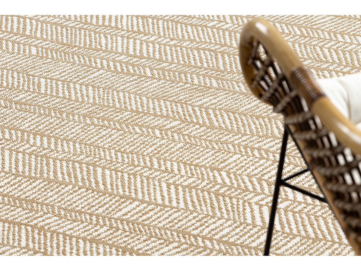 FLAT 48964265 Tapete Sisal Espinha de peixe - cor bege palha natural,  80x150 cm