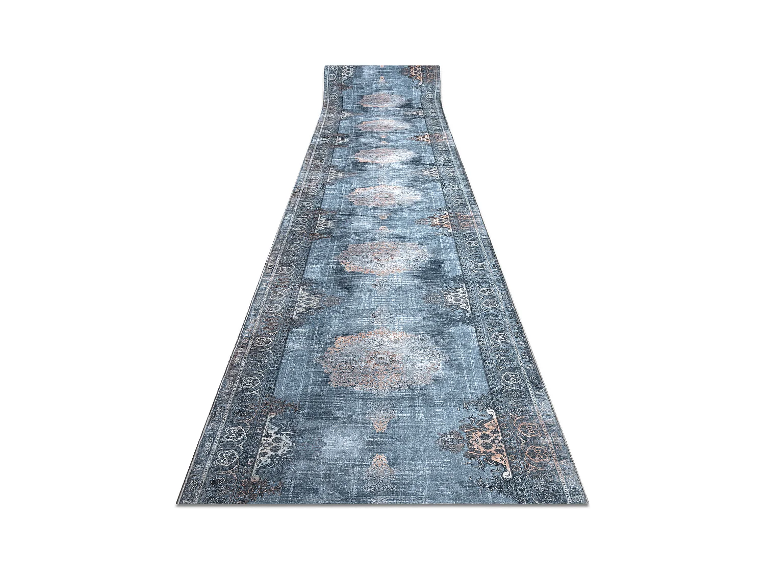 TAPIS DE COULOIR antidérapant LOTUS ROSETTE 47050 gris lavable 100x150 cm