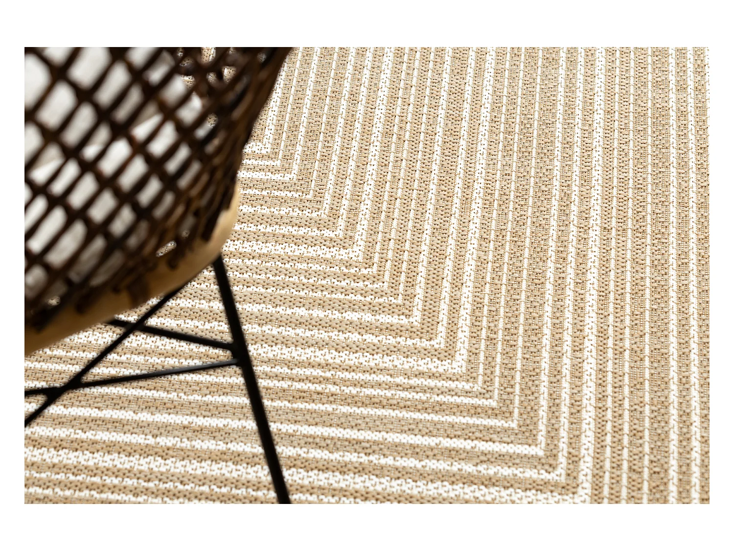 FLAT 48962265 Tapis sisal Géométrique - couleur paille beige naturel 120x170 cm