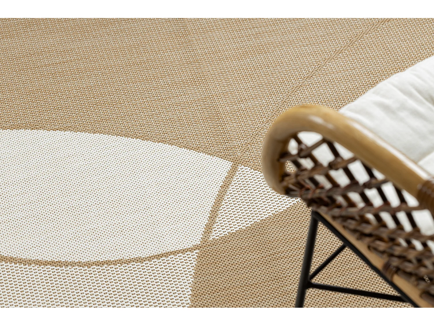 FLAT 48982265 Tapis sisal Géométrique - couleur paille beige naturel 200x290 cm