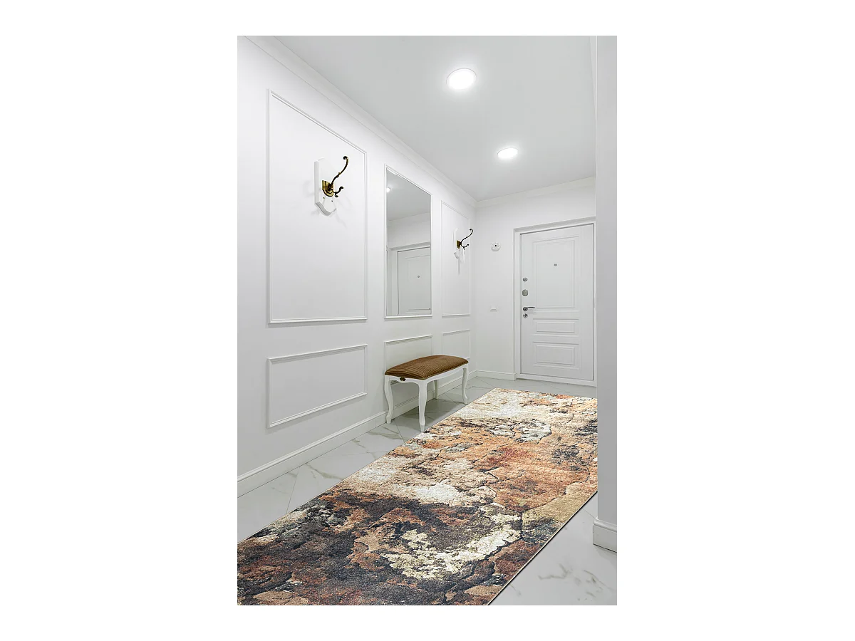 TAPIS DE COULOIR antidérapant LOTUS ABSTRACT 52910 beige lavable 80x110 cm