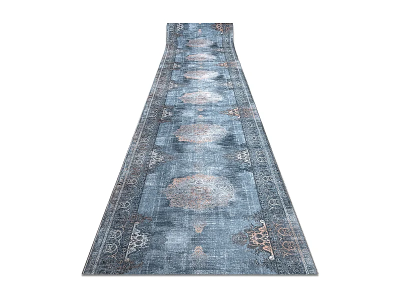 TAPIS DE COULOIR antidérapant LOTUS ROSETTE 47050 gris lavable 120x480 cm
