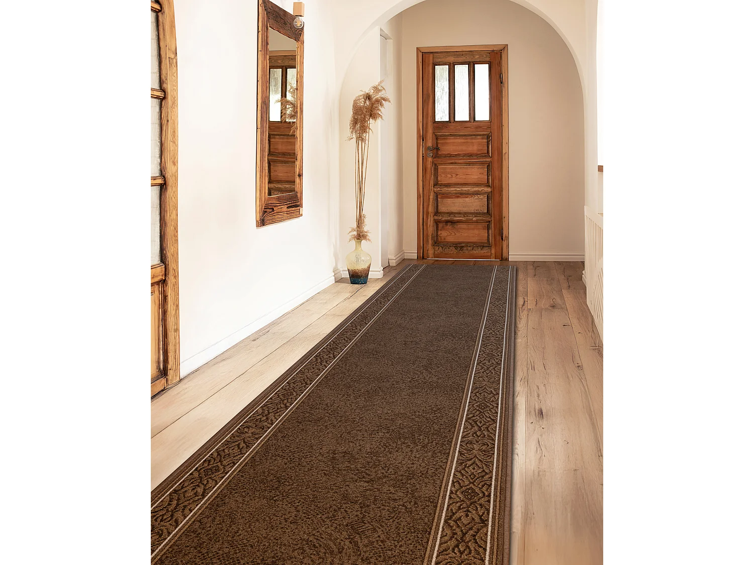 TAPIS DE COULOIR antidérapant ST.TROPEZ Cadre antidérapant marron 67x890 cm