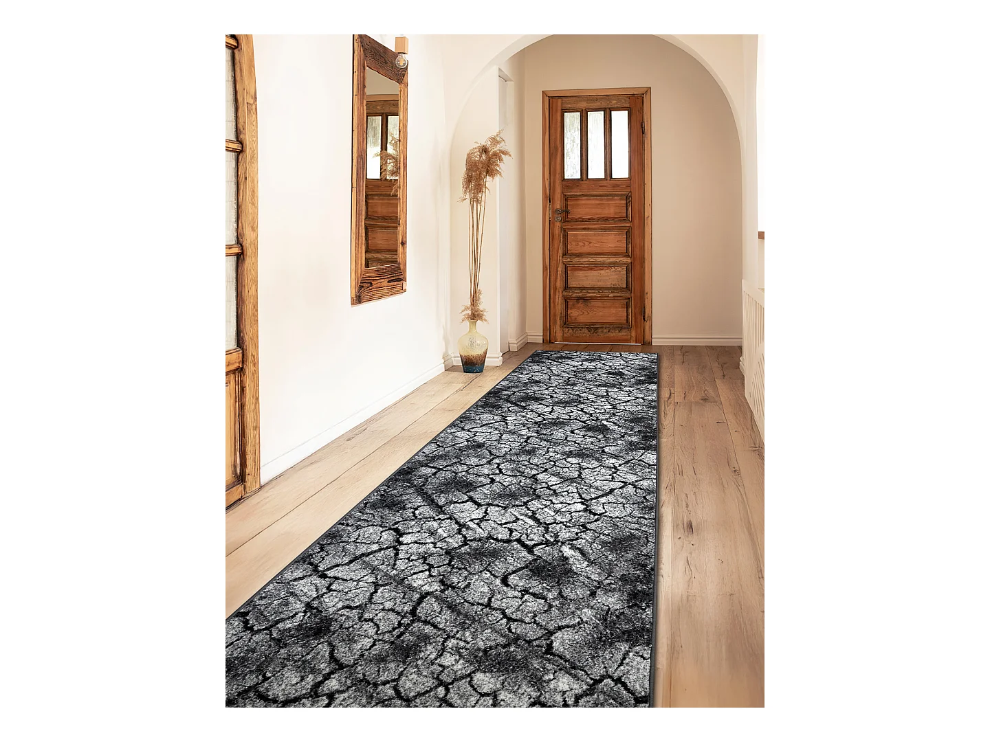 Passatoia SILVER Terra terreno screpolato grigio 100x340 cm