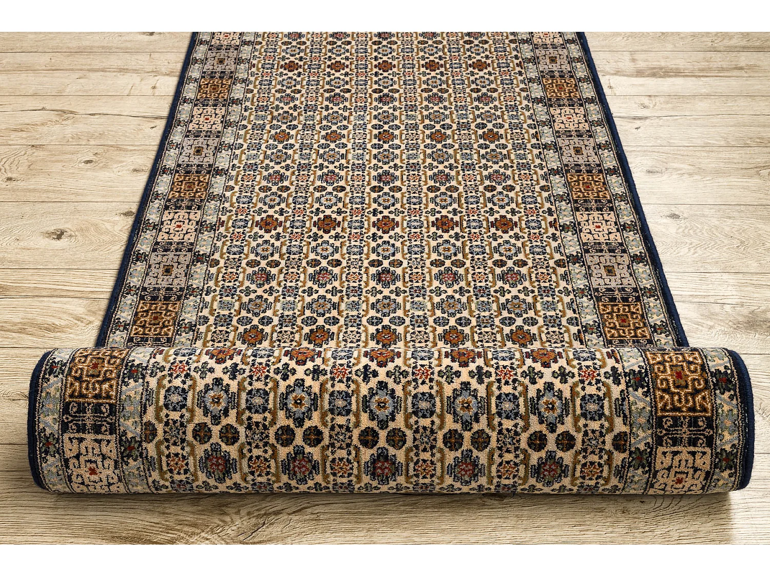 KESHAN tapis de couloir 6428/53551 oriental beige / bleu foncé 90x900 cm
