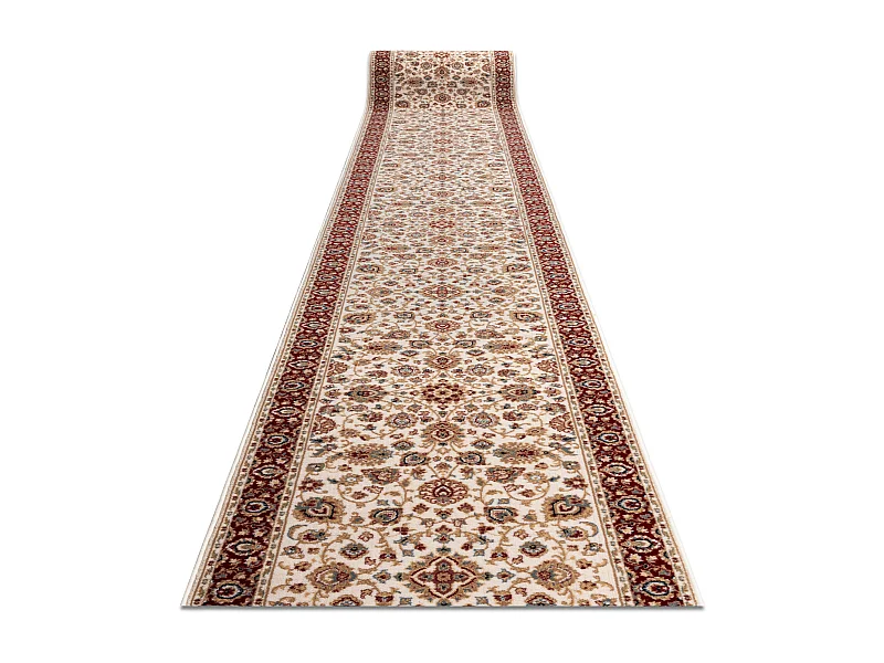 Chodnik NAIN wełniany Ornament, kwiaty 6999 51063 beż / bordo 80cm 80x600 cm