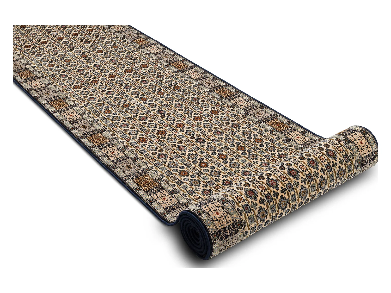 KESHAN tapis de couloir 6428/53551 oriental beige / bleu foncé 90x750 cm
