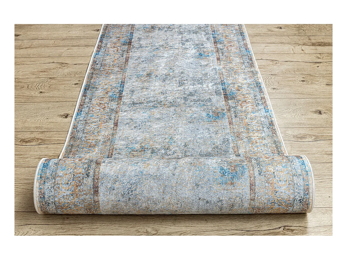 Läufer Antirutsch LOTUS BORDERO 95111 grau / beige ZUM WASCHEN 80x440 cm