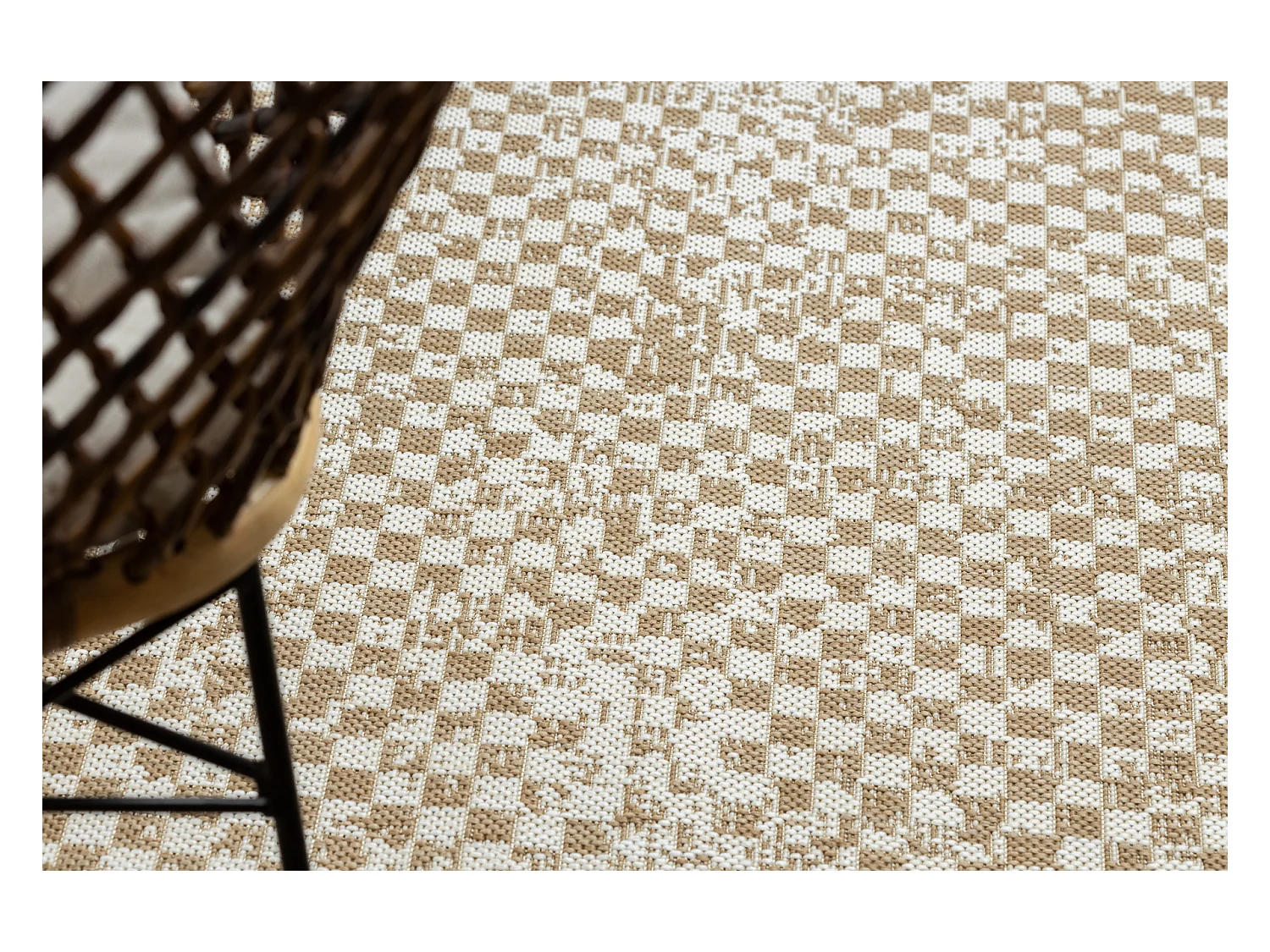 FLAT 48955265 Tapis sisal Géométrique - couleur paille beige naturel 140x200 cm