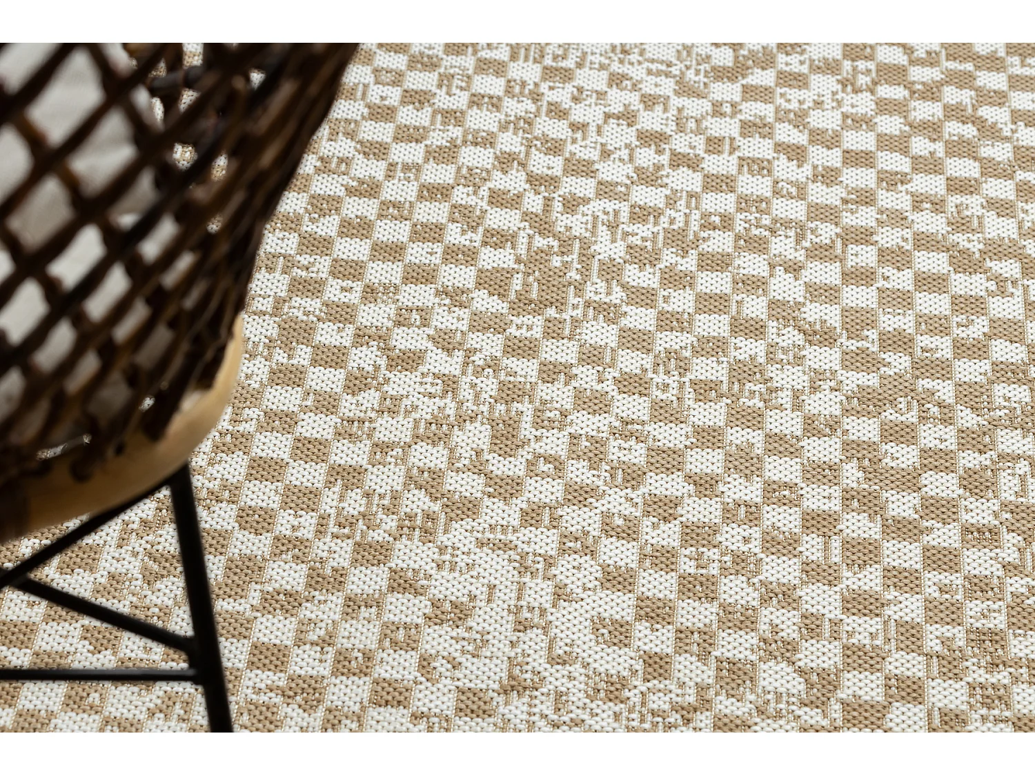 FLAT 48955265 Tapis sisal Géométrique - couleur paille beige naturel 140x200 cm