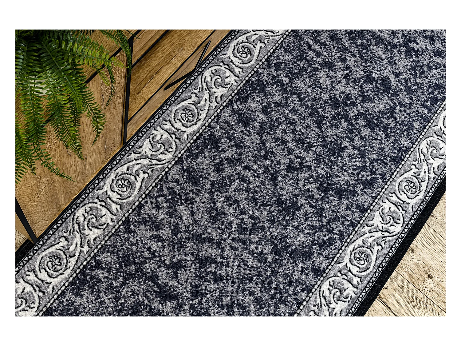 TAPIS DE COULOIR antidérapant ROMANTIC Ornement, antidérapant gris 120x420 cm