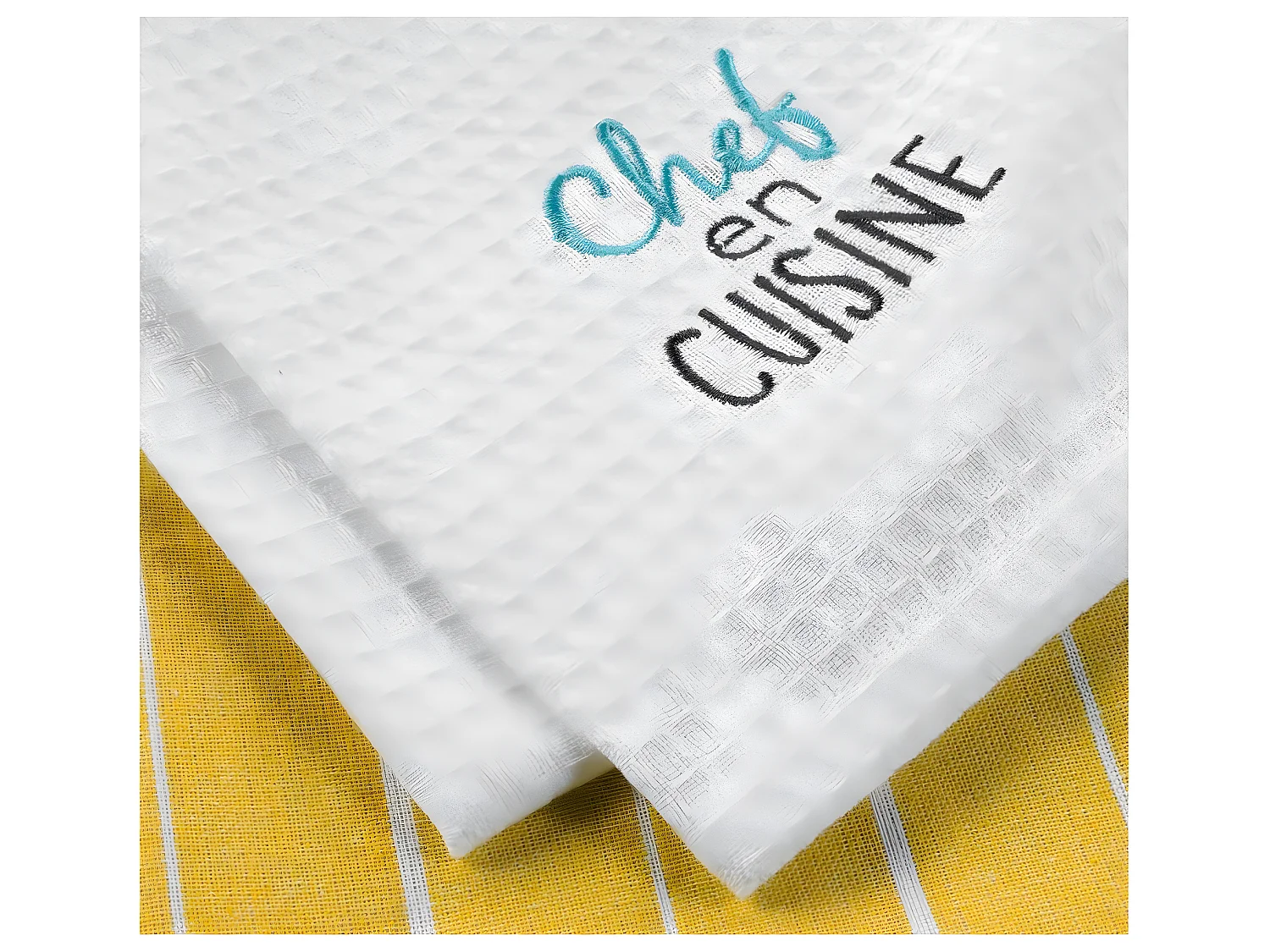 2 Serviettes torchons brode Chef en cuisine