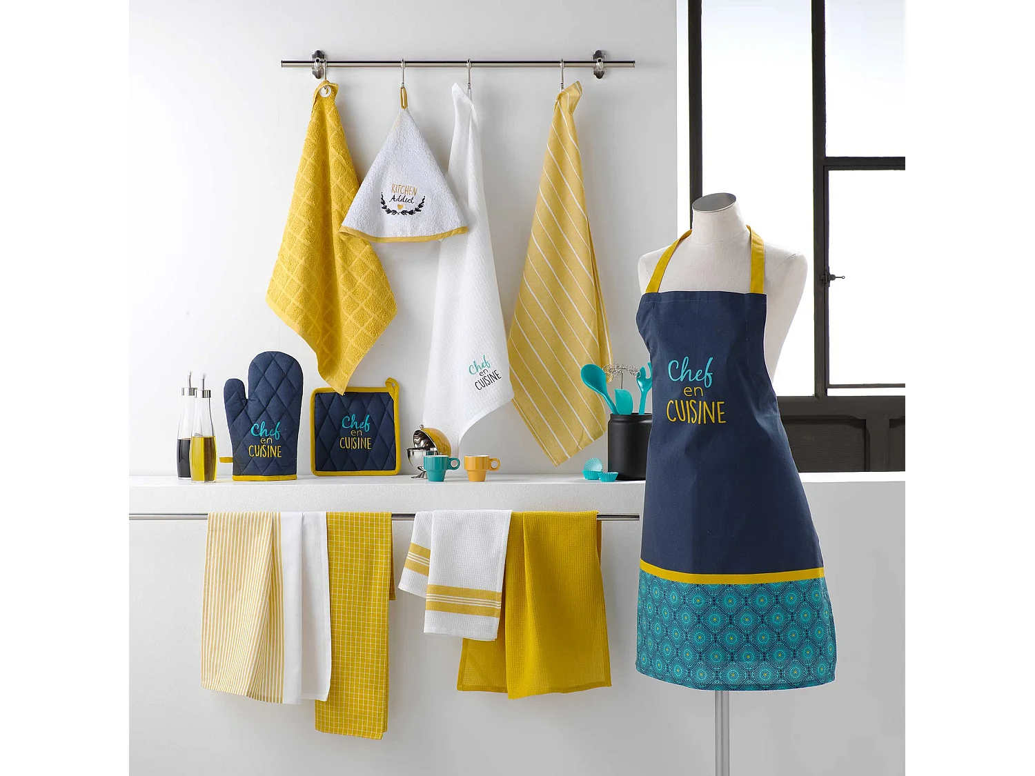 2 Serviettes torchons brode Chef en cuisine