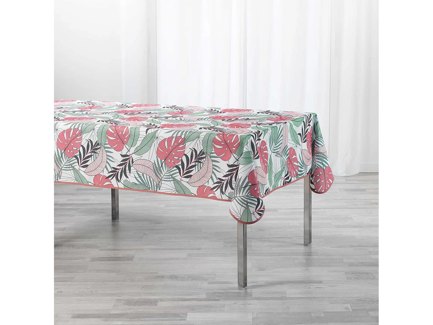 Nappe 140x240cm Beauty jungle blanc rose