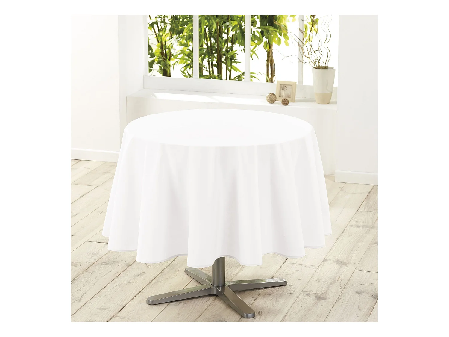 Nappe Ronde Antitache "Essentiel" 180cm Blanc