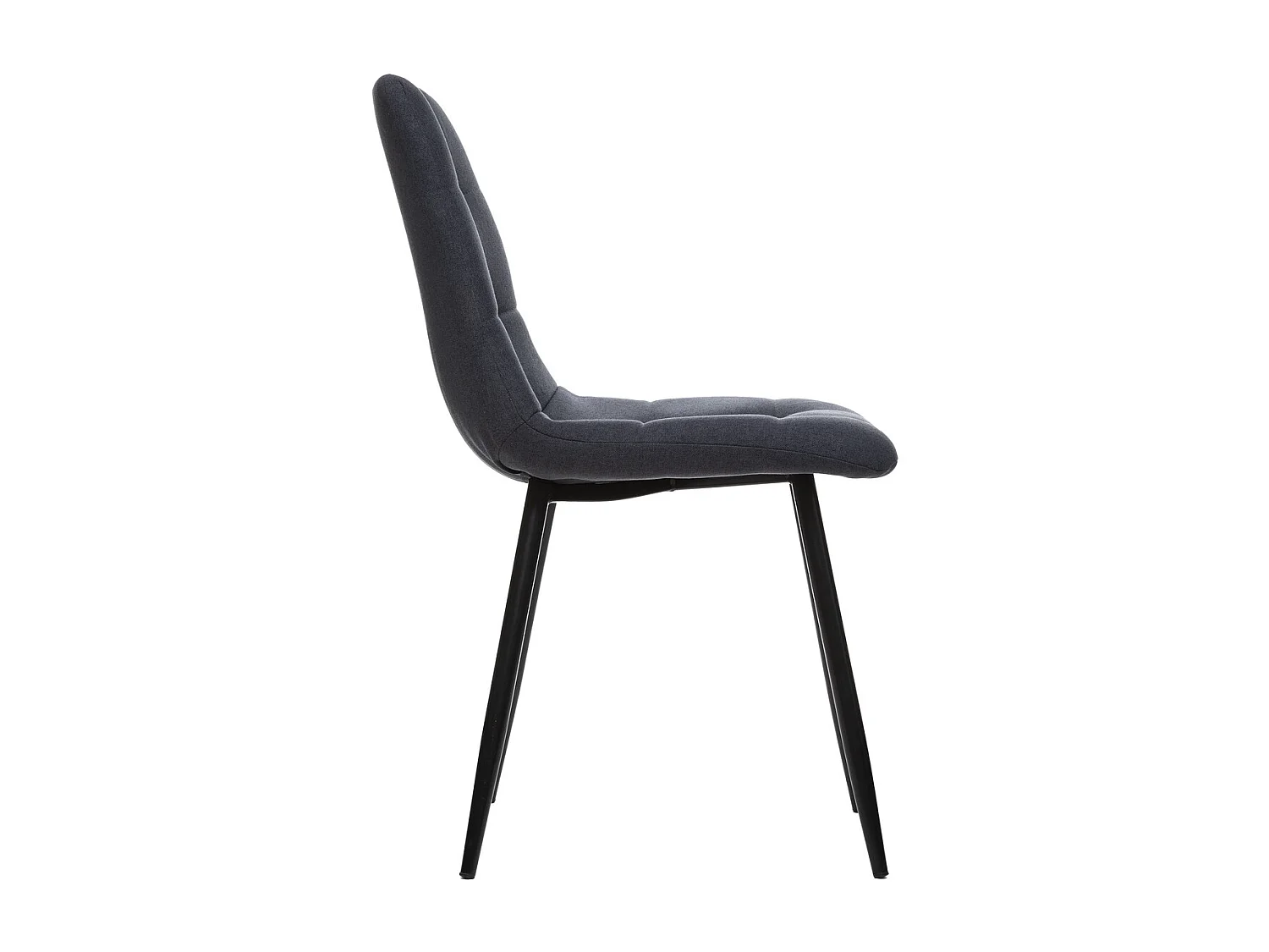 Chaise de table assise en tissu Gris anthracite et pieds en métal Noir